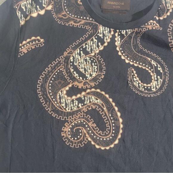 Mens 2XL Manzone Slim Fit Short Sleeve Shirt Wild Snake Gears - Picture 7 of 13